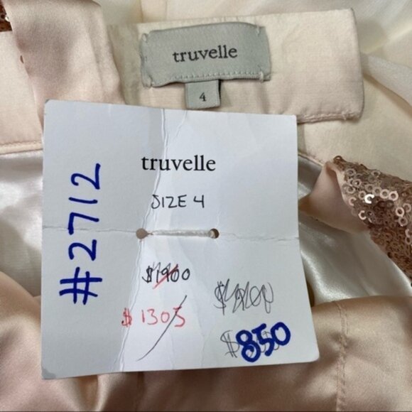 New Truvelle glittering Chiffon backless‎ wedding gown beads sequins blush 4 NWT - Picture 7 of 7